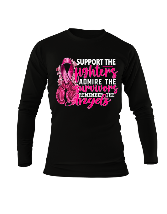 Support, Admire, Remember Breast Cancer Awareness -  Unisex Long Sleeve T-Shirt